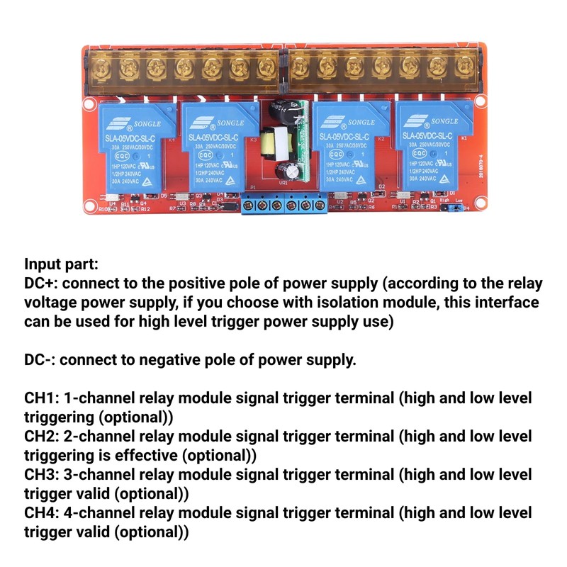 4 Channel Relay Module High Low Level Trigger DC 5V