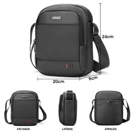 Bolso Bandolera Hombre K00063, ARCTIC HUNTER AH Bandolera Casual Cruzado para Hombre Resistente al Agua para Bolsa Mensajero para Casual Oficina Trabajo Negocio y Escuela-Negro (Negro)