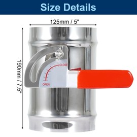 5 Inch HVAC Duct Backdraft Damper, Full Stainless Steel Manual Volume Damper with Sleeve, Adjustable Airflow Control for Range Hoods, Fans, Pellet Stove Pipes, Dryer Vents (1 Pc)