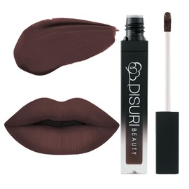 DISURI Beauty Matte Liquid Lipstick for Girls & Women - Non-Sticky & Matte Lipstick Long Lasting 12-0.8 FL Oz - Perfect for Any Occasion - Cruelty Free Lipstick - (Midnight Mocha: 10)