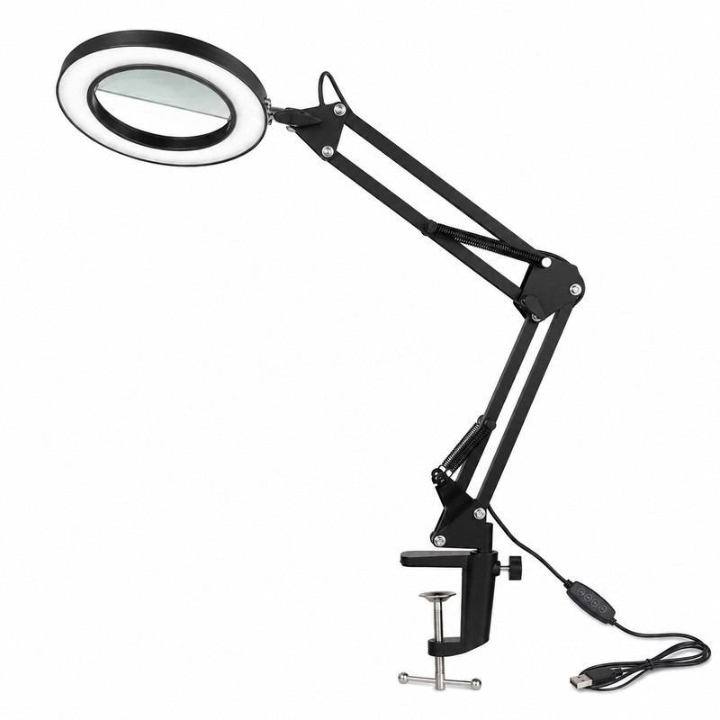 10X USB LED Magnifying Lamp with Clamp, 72 LEDs, Short