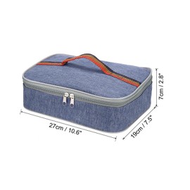 PATIKIL 11"x8"x3" Insulated Lunch Bags, Portable Food Containers Bag Flat Bento Bags Reusable Thermal Lunch Pail for Men and Women, Blue