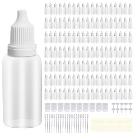Olutacot 220 Pcs Dropper Bottles Eye Dropper Bottle Bulk Small Plastic Liquid Container Portable Squeezable Eye Liquid Dropper with Caps and Plug for Oil Eye Liquid Storage (20ml)