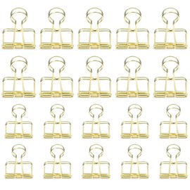 DEEDYGO 20 Pieces Gold Wire Binder Clips Assorted Sizes Stainless Steel Hollow Binder Clips Clamps for Paperwork, Sewing, Crafts, Kids, Teacher, Office School Supplies, Food Packages (10 M +10 S)