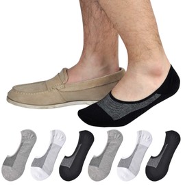 Jormatt 6 Pairs No Show Socks Mens Cotton Athletic Sports Trainer Socks, Low Cut Invisiable Socks With Non Slip Grips, mens shoe size 12-14
