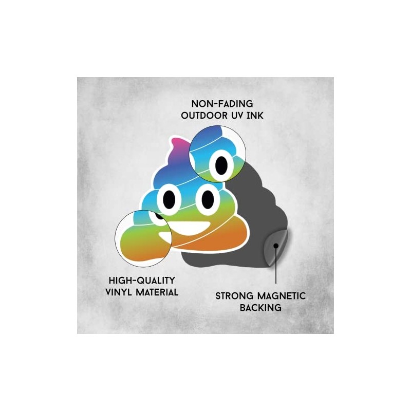 Magnet Me Up Rainbow Poop Emoticon Magnet Decal, Cute Self-Expression