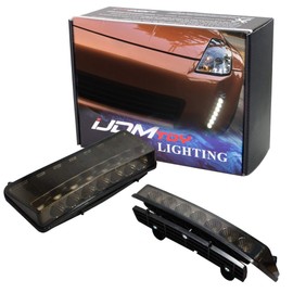 iJDMTOY Smoked Lens LED Daytime Running Lights Compatible with 2003-2005 Pre-LCI Nissan 350z, Direct Fit DRL Assy Powered by 7 Pieces High Power Xenon White LED Each Side
