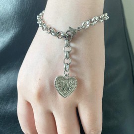 choice of all Heart Initial Bracelet for Women Silver Charm Bracelets for Women Stainless Steel Letters Alphabet Ankle Bracelets for Women Trendy Present