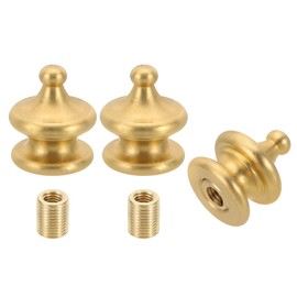 PATIKIL 21.5 x 25mm Lamp Finials Caps Knob, 3 Set Solid Brass Lamp Shade Top Decoration Screw Cap Nuts with Brass Reducing Adapter for Table Lamps Floor Lamps