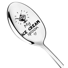 JCHCAMRY My Ice Cream Spoon Engraved Stainless Steel Spoon,Long Handle Coffee Ice Cream Scoops for Women Men Friends Ice Cream Lovers,Birthday Thanksgiving Graduation Housewarming Gifts