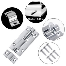 Profiwoab 3 PCS 4 Inch Door Bolts for Internal Doors, Stainless Steel Small Bolt Lock Sliding Latch with Screw Lock for Bathroom Bedroom Shed Garden Toilet (Silver)