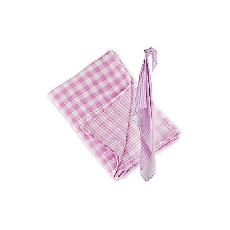 Lulujo Reversible Muslin Swaddle (Passion Pink)