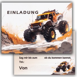 10 Children's Invitation Cards Invitation Children's Birthday Party Off-Road Vehicle SUV Monster Truck Car Boys Children's Birthday Party Enrolment 5 6 7 8 9 10 11 12 13 14