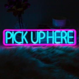 Moodlion Pick Up Here Neon Sign For Wall Decor Business Led Lights, Store Decor Neon Signs Aesthetic Operated Light For Door Decorations, Business Accessories Neon Sign