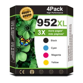 952XL Ink Cartridges Black Color Combo Pack Compatible for HP 952 Ink Cartridges Work with HP 8710 7740 OfficeJet Pro 8720 8725 8210 8715 8702 8740 7720 8730 8216 Black Cyan Magenta Yellow(4 Pack)