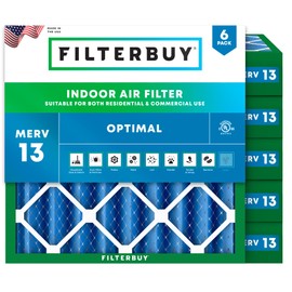 Filterbuy 10x10x4 Air Filter MERV 13 Optimal Defense (6-Pack), Pleated HVAC AC Furnace Air Filters Replacement (Actual Size: 9.50 x 9.50 x 3.63 Inches)