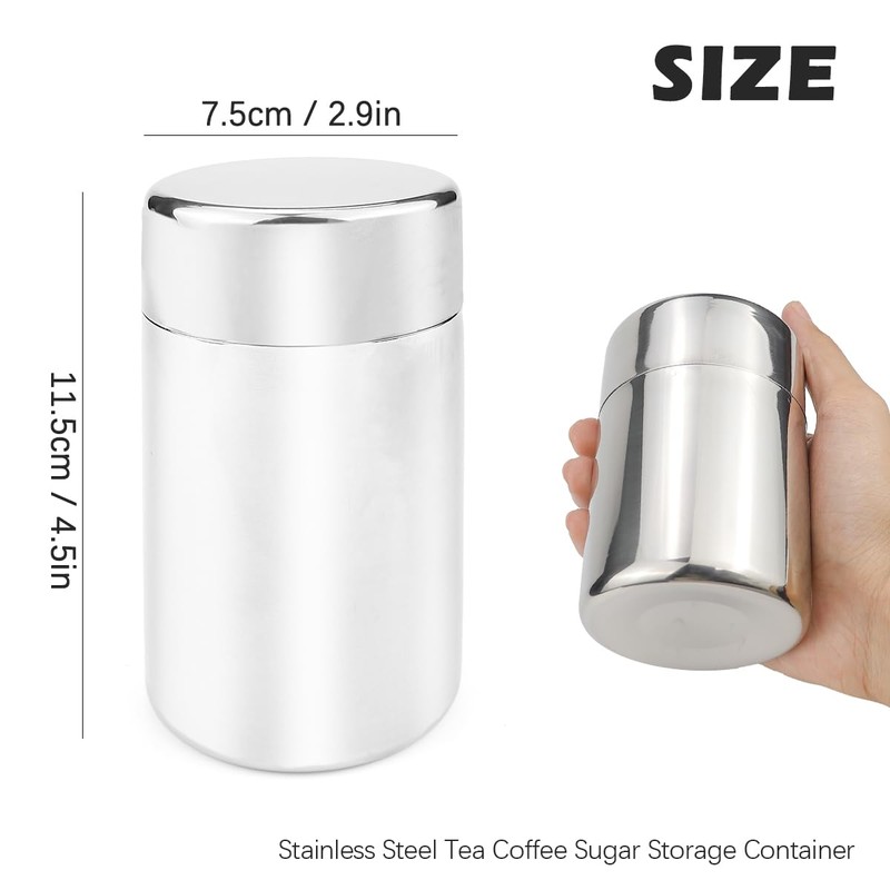 ZJIVQO Tea Tin Canister, Storage Cup, Stainless Steel Storage Container