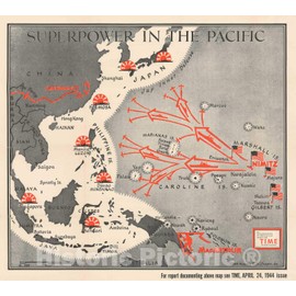 Historic Map : American Progress in The Pacific War During WWII, Chapin, 1944, Vintage Wall D?or : 24in x 22in