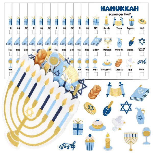 Hollowfly Hanukkah Scavenger Hunt Game Chanukah Decoration Including 15 Scavenger