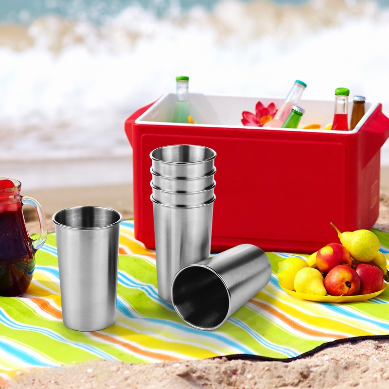 Ruisita 6 Pack 20 oz Stainless Steel Cups Metal Shatterproof