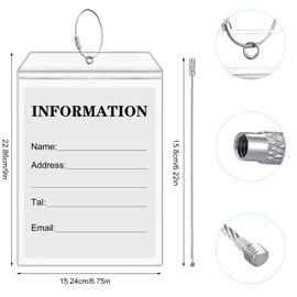 Saintrygo Golf Luggage Tags 9 x 6 Inch Clear PVC Waterproof Zipper Plastic Pouch with Steel Loops for Travel Shipping Golf Bag(5 Pieces)