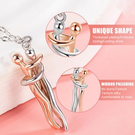 Women's Hug Couple Necklace, Silver Hug Necklace, Anniversary Jewellery for Him and Her, Valentine's Day Gift for Lovers