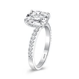 RODIFFY 3.0CT Cushion Cut Engagement Ring,Simulated Ring,925 Silver Promise Ring (Size:9)