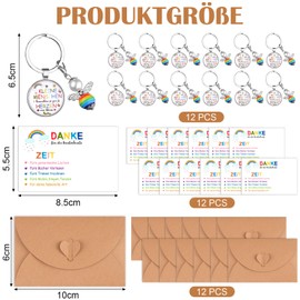 12 Sets of Leaving Gifts Teacher Keyring Thank You Gift for Teachers Teacher Pearl Angel Keyring with Greeting Cards for Childminder Nursery Nursery Farewell Teacher