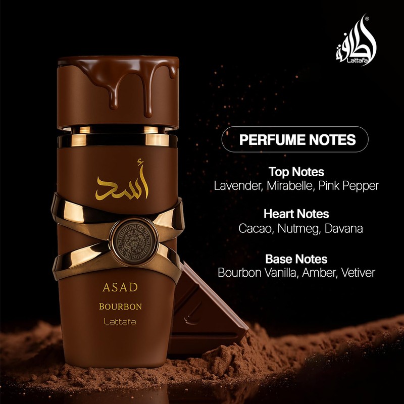Lattafa Asad Bourbon for Unisex Eau de Parfum Spray, 3.4