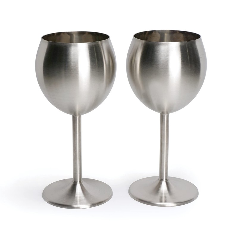 RSVP Endurance Stainless Steel Wine Glass, Set of 2