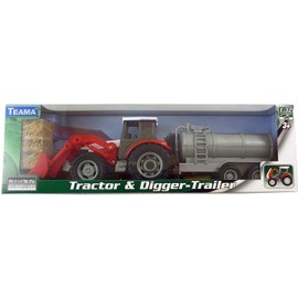 Toyland® Red Tractor and Digger with Tanker Trailer Set 1:32 Scale