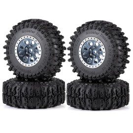 1.3" Wheel Tires Set - 72mm Soft Sticky Tires and Aluminum Wheel for 1/18 TRX4M 1/24 Axial SCX24 Gladiator Bronco C10 JLU Deadbolt RC Crawler Car (Titanium)