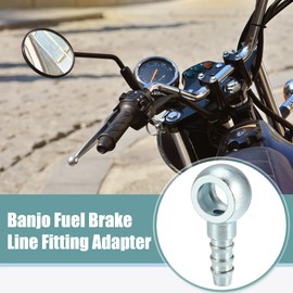 ACROPIX 10mm Diameter 7.5 mm OD Banjo Hose Barb Bolt Fittings Universal Banjo Fitting Fuel Line Adapter Connector for Motorcycle Car Silver Tone - Pack of 2