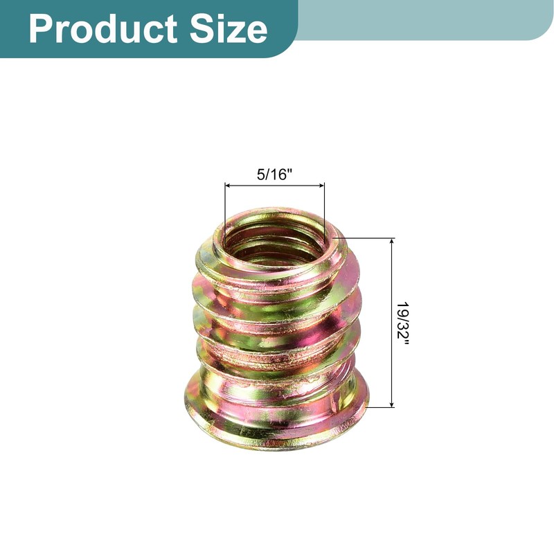 sourcing map 30Pcs Threaded Inserts, 5/16"-18x19/32" Zinc Alloy Hex Socket