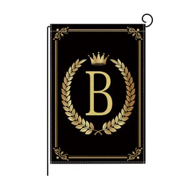 wyooxoo Monogram Letter B Garden Flag 12x18 Inch Double Sided for Outside Burlap Family Last Name Initial Black Yard Flag (B)