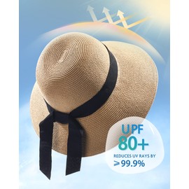 FURTALK Women's Sun Hats, UPF 50+ Beach Hat, Straw Hat with Wide Brim - KAK05., size: l