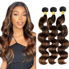 26 28 30 Inch Highlight Bundles P1B30 Body Wave Human Hair Bundles Two Tone Black Mixed With Color 30 Brown Bundles Ombre Body Wave Bundles Hair Extensions