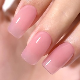 Jelly Pink Nail Varnish - Nude Pink Nail Polish - Translucent Pink No Need Cured Bright and Milky Color Home DIY Manicure Nail Salon Varnish