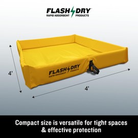 FlashDry Portable Spill Containment Berm 4’ x 4’ - Folding Duck Pond, Reusable for Oil, Fuel, Chemical Spill Control - Heavy-Duty Leak Containment, UV-Resistant, Easy to Clean, Reliable and Durable