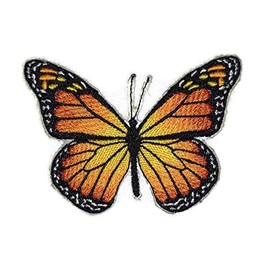 BeyondVision Monarch Butterfly Patch – Colorful Embroidered Iron-On/Sew-On Applique 3.9" × 2.72" | DIY Craft & Clothing Embellishment for Jackets, Jeans, Backpacks | Made in USA