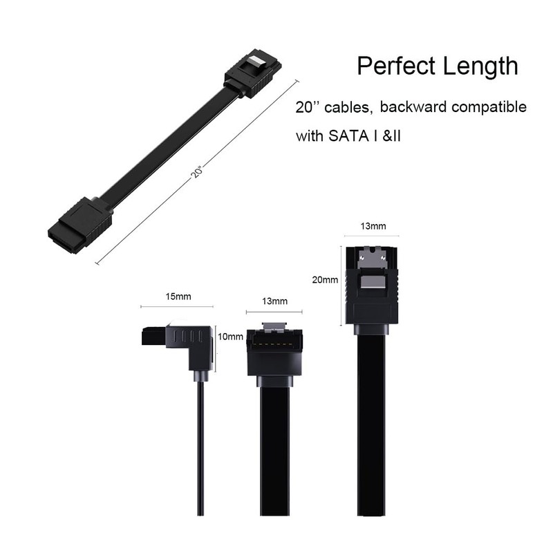 qintxgrtysen SATA Cable III, 4 Pack SATA Cable III 6Gbps