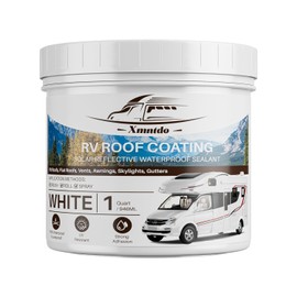 Xmntdo RV Roof Coating, White, 1 Quart (32 fl oz) Solar Reflective Waterproof Sealant, Flexible Rubber Coating for RV, Trailer, Motorhomes, Camper Roofs Repair