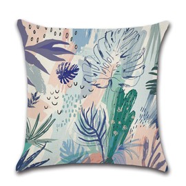 BAOKU Abstract cartoon leaves Cushion Covers 45cm x 45cm Set of 4 Cotton Linen Outdoor Pillow Cases Square Cushion Covers for Sofa Couch Bed 18x18 inch