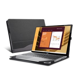 VEVOOD Laptop Case for DELL Latitude 5550 Laptop 2-in-1 |Latitude 5540 5530 5520 Laptop All Inclusive Drop Case 15.6" PU Leather Inside Pocket Cover (Gray)