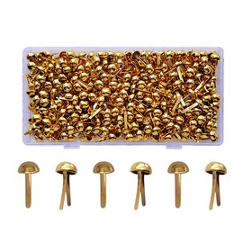 300 Pcs Brass Brads Round, Mini Brads for Paper Crafts, Pins for Crafts, Brads for DIY Crafts Projects Scrapbooking (0.32x0.6 Inch Gold)
