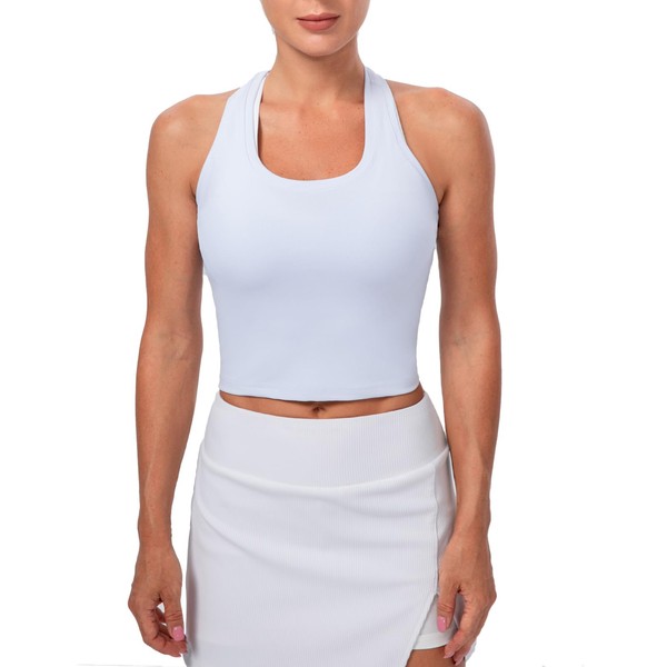 Lavento Women's Racerback Workout Tank Top Cropped Length - Sports