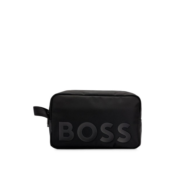 BOSS Men's Catch 2.0DS Washbag Logo Toiletry Bag Made from Recycled Material with Structure, Black 1