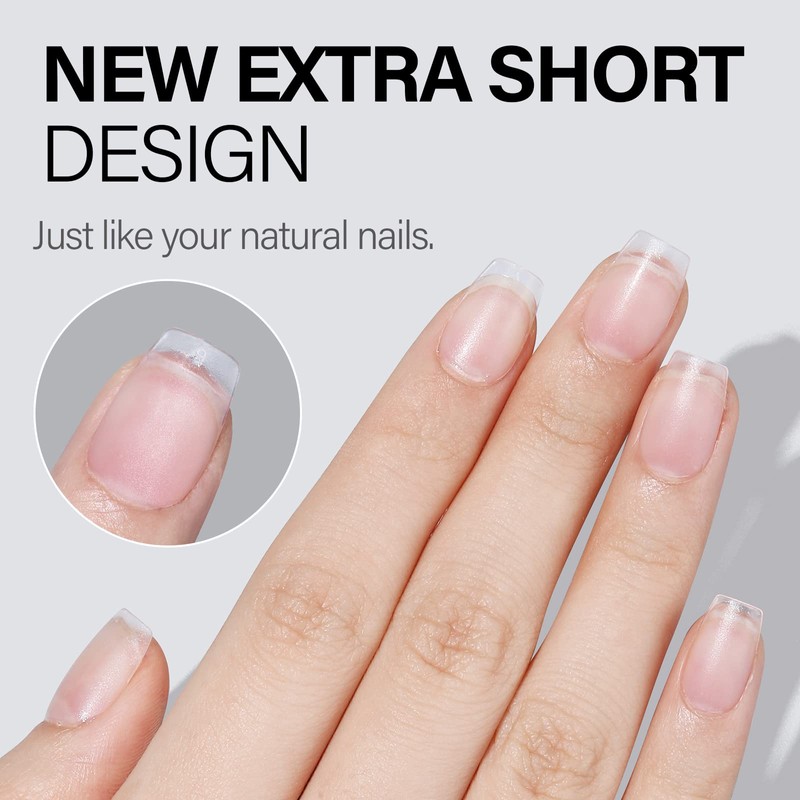 AILLSA Extra Short Coffin Nail Tips - Upgraded Matte Soft