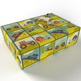Luxury ECO Gift Wrap - 6 sheets/tags - Tractors and Farm Machinery - Birthday - Recycled & Recyclable Wrapping Paper - Re-wrapped
