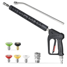 Coyardor Pressure Washer Gun Wand with Swivel, Durable 304 Stainless Steel Extension Lance, 4000PSI Power Washer Handle with 3/8" Plug & M22 Inlet 1/4" Quick Connect for Foam Cannon Car Wash